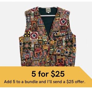 Patchwork Style Button-Up Vest
CLEARANCE bundle sale 5 for $25